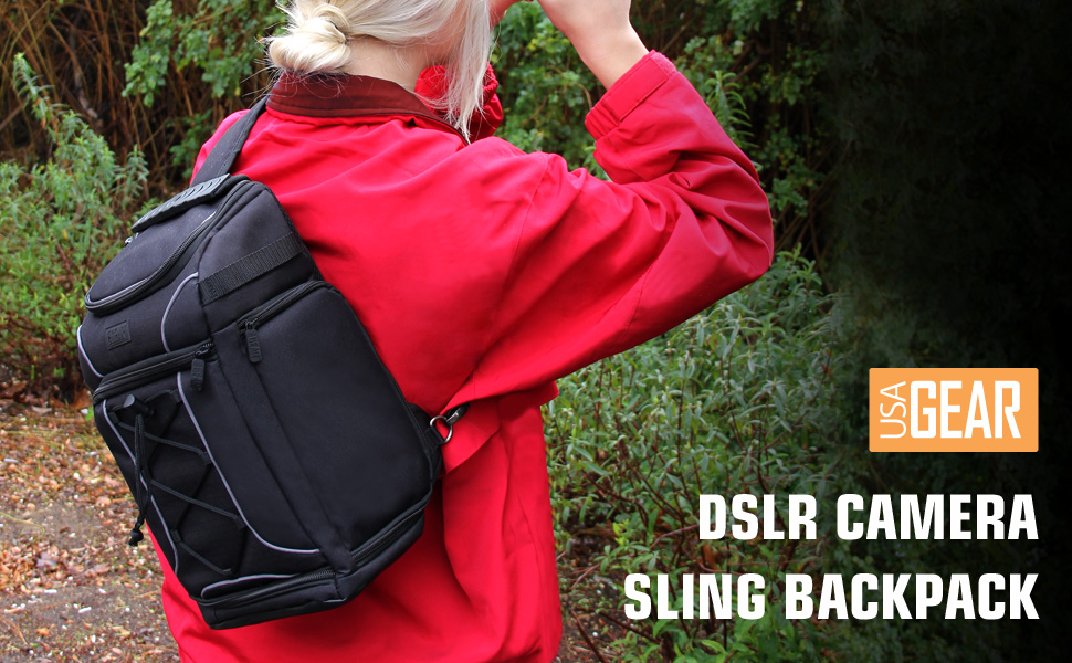 Mid-Size Camera Sling Backpack with Rain Cover & Accessory Storage