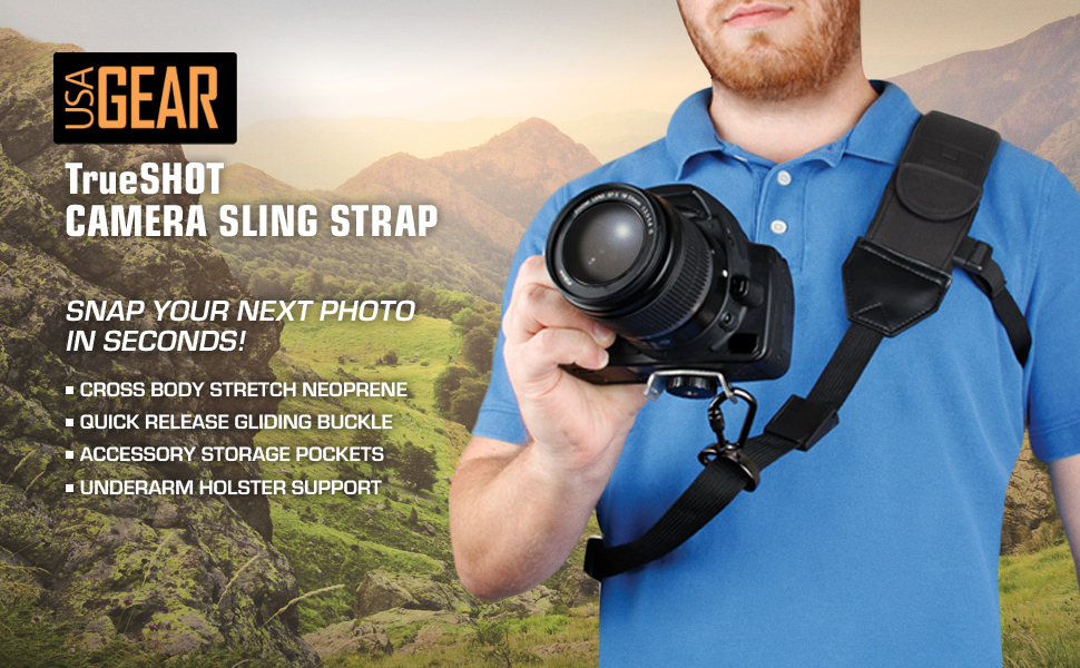 brug Perfect in stand houden DSLR Camera Shoulder Strap Sling with Accessory Pockets & Underarm Support
