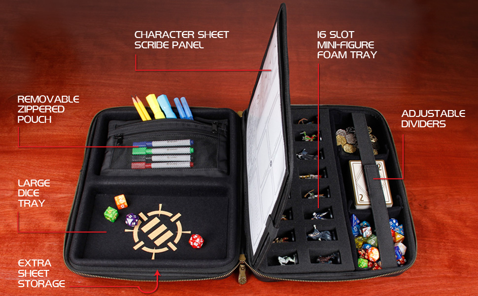 ENHANCE Tabletop RPG Organizer Case - DnD Organizer with Character