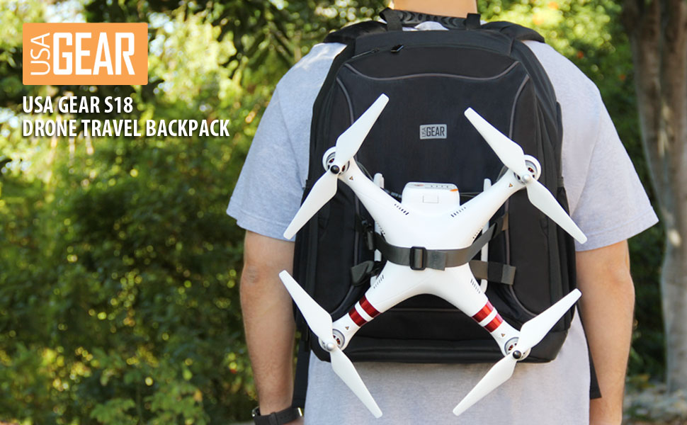 USA Gear Drone Backpack Travel Bag - Customizable Storage Water Resistant