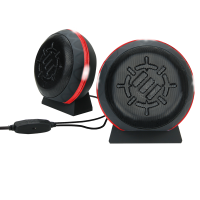 LED Gaming Speakers with In-Line Volume Control & Powerful 5W Drivers - Red