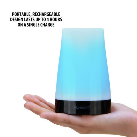 Portable Bedside Night Light Lamp with Color LED's & Rechargeable Battery - Black