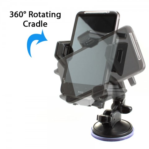 In-Car Windshield Dashboard Suction Mount Holder Phone Cradle w/ Suction Lock