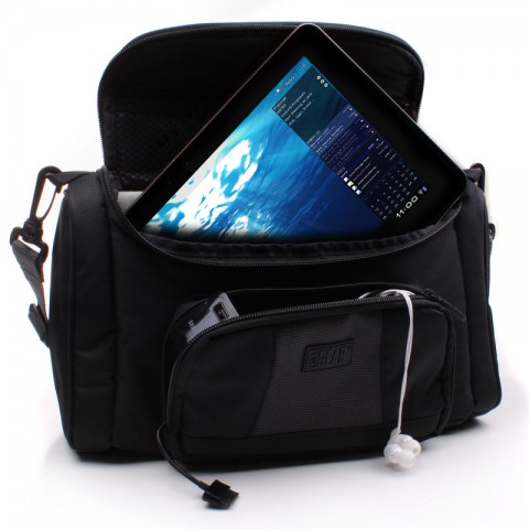 USA GEAR 11 Inch Universal Tablet Messenger Bag with Customizable Interior - black