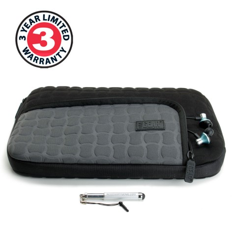 Tablet Case Cover with Storage Pocket , Scratch-Free Interior & Zipper Enclosure - Black