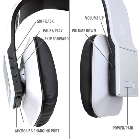 BlueVIBE DLX Hi-Def Bluetooth Headphones - Hands-free w/ Playback Controls - White