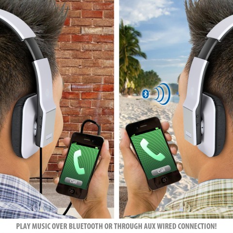 BlueVIBE DLX Hi-Def Bluetooth Headphones - Hands-free w/ Playback Controls - White