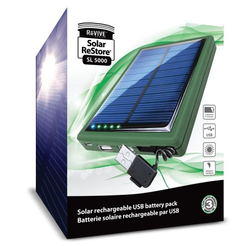 Solar Charger Battery Pack with Dual USB Ports & Built-In Stowaway USB Cable - Green