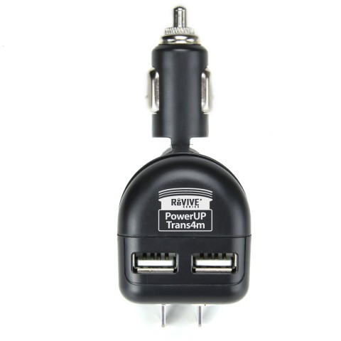 All-in-One Charger with Dual USB Ports , AC / DC Adapters & AA or 9V Battery - Black