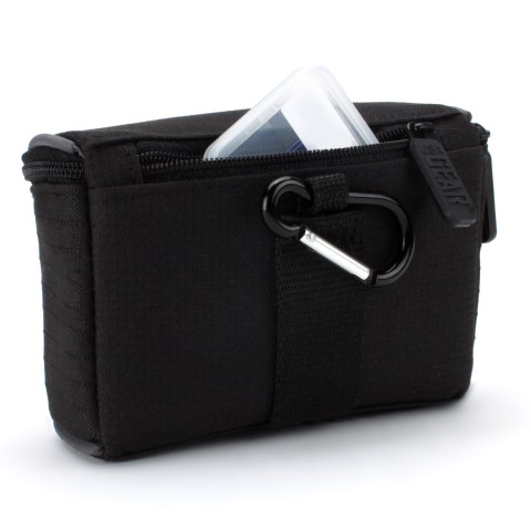 Compact Camera Case with Belt Loop , Protective Nylon & Storage - With Mouse Pad - Black