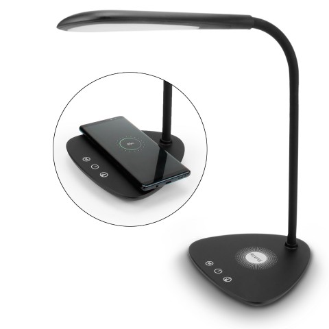 LED Desk Lamp with Wireless Charging Pad for iPhone 8 , Samsung Galaxy S9 & More - Black