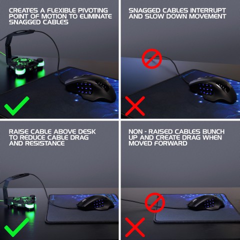 ENHANCE GX-B1 Green Gaming Mouse Bungee and Active 2.0 USB Hub - Black