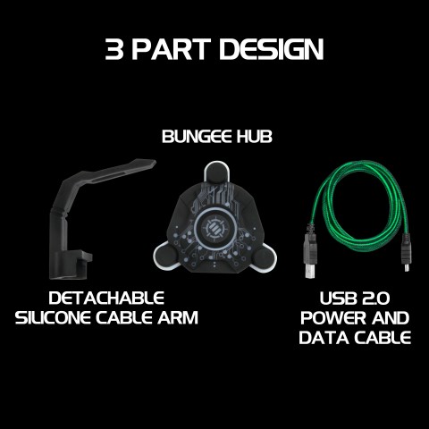 ENHANCE GX-B1 Green Gaming Mouse Bungee and Active 2.0 USB Hub - Green