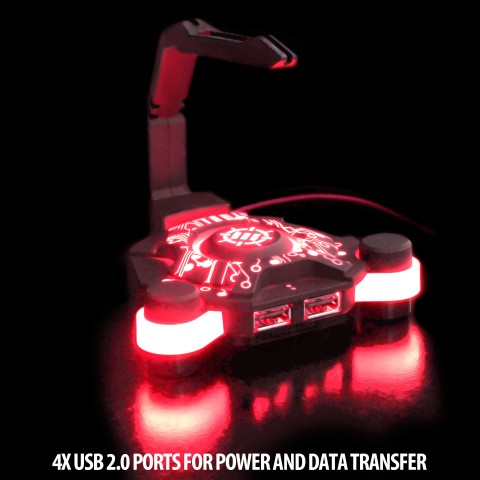 ENHANCE GX-B1 Red Gaming Mouse Bungee and Active 2.0 USB Hub - Red