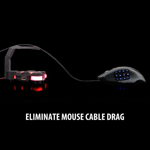 ENHANCE GX-B1 Red Gaming Mouse Bungee and Active 2.0 USB Hub - Black