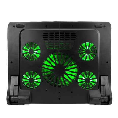 Laptop Cooling Stand with 5 LED Cooling Fans & Dual USB Ports - Green