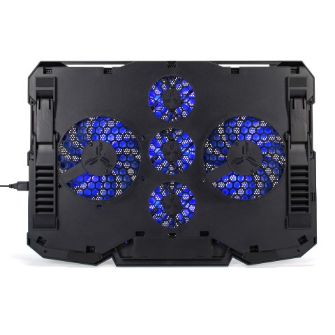 ENHANCE Cryogen Gaming Laptop Cooling Pad - 5 Quiet Cooler Fans and 2 USB Ports - Blue