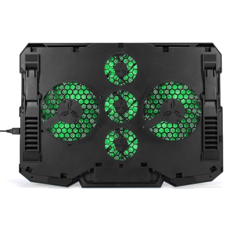 ENHANCE Cryogen Gaming Laptop Cooling Pad - 5 Quiet Cooler Fans and 2 USB Ports - Green