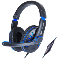 Gaming Headset with Rotating Microphone - Soft Adjustable Headband - Blue - Blue