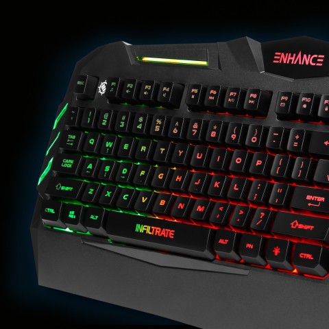 ENHANCE Infiltrate KL1 LED Gaming Keyboard - Multi Color Backlit Keyboard - Black