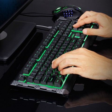 ENHANCE Infiltrate LED Gaming Keyboard with Soundwave Activation Mode - Black