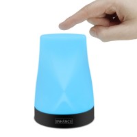 Portable Bedside Night Light Lamp with Color LED's & Rechargeable Battery - Black