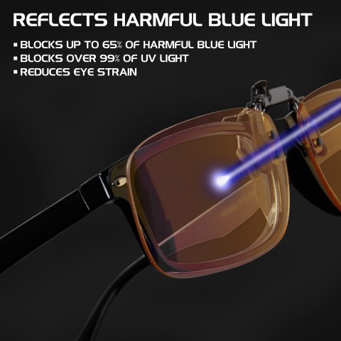 ENHANCE Battle Lens Clip On Blue Light Blocking Glasses Lens - (Flip Style) - Black