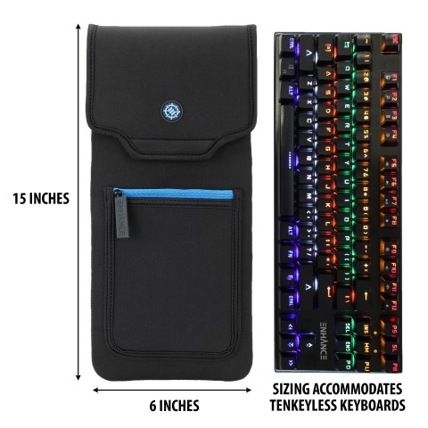 ENHANCE Keyboard Case for Tenkeyless Compact Gaming Keyboards (up to 15 Inch) - Black