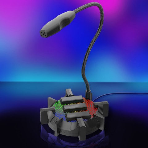 ENHANCE PRO Gaming LED Gooseneck Gaming Microphone – USB Plug & No Audio Latency  - Black