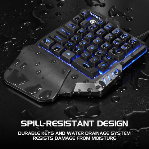 ENHANCE One Handed Keyboard Gaming Keypad with 7 Color LED and Programmable Keys - Black