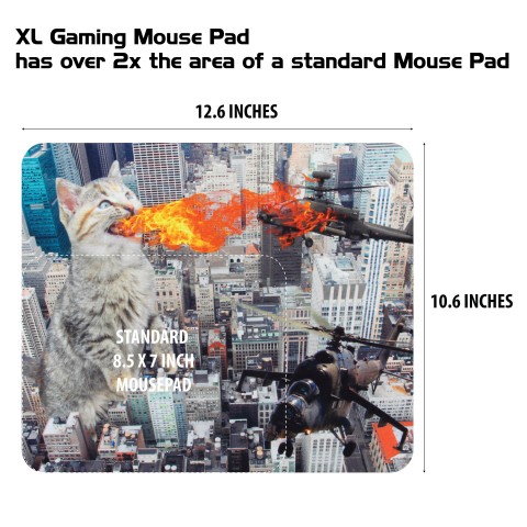 ENHANCE XL Funny Large Cat Gaming Mouse Pad with Giant Fire Breathing Cat