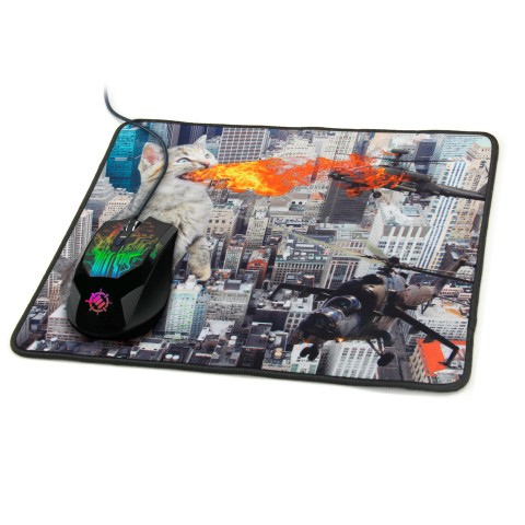 ENHANCE XL Funny Large Cat Gaming Mouse Pad with Giant Fire Breathing Cat