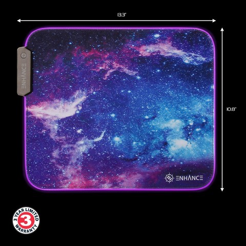 ENHANCE LED Gaming Mouse Pad with Fabric Top - 7 RGB Colors & 3 Lighting Effects - Galaxy
