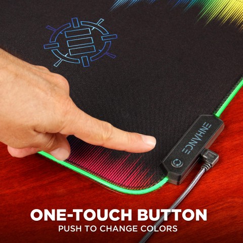ENHANCE LED Gaming Mouse Pad with Fabric Top - 7 RGB Colors & 3 Lighting Effects - Multicolor