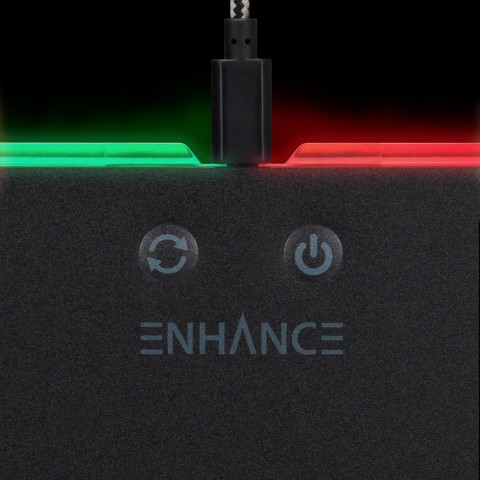 ENHANCE Large Hard Surface LED Gaming Mouse Pad - 7 RGB Light Up Modes - Black
