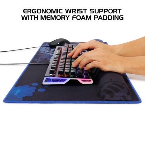 ENHANCE Large Extended Gaming Mouse Pad with Memory Foam Wrist Rest - Blue XXL