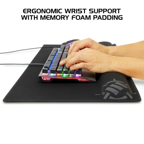 Large Extended Gaming Mouse Pad with Memory Foam Wrist Rest by ENHANCE - Black XXL