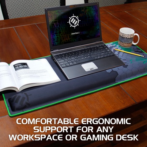 ENHANCE Large Extended Gaming Mouse Pad with Memory Foam Wrist Rest - Green XXL