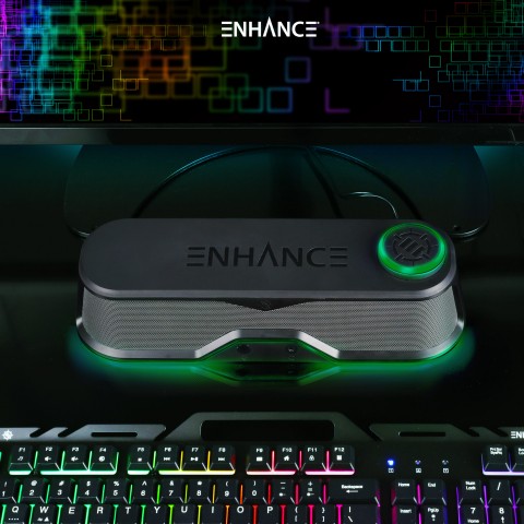ENHANCE SB1 Computer Soundbar - Stereo Sound Computer Speakers, USB| 3.5mm AUX - Green