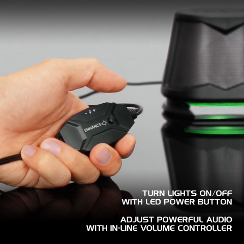 Computer Speakers USB Powered Green LED Glow Lights 10W Peak Sound - Green
