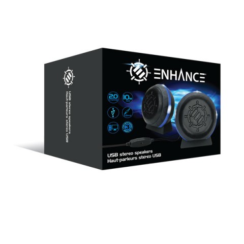 LED Gaming Speakers with In-Line Volume Control & Powerful 5W Drivers - Blue