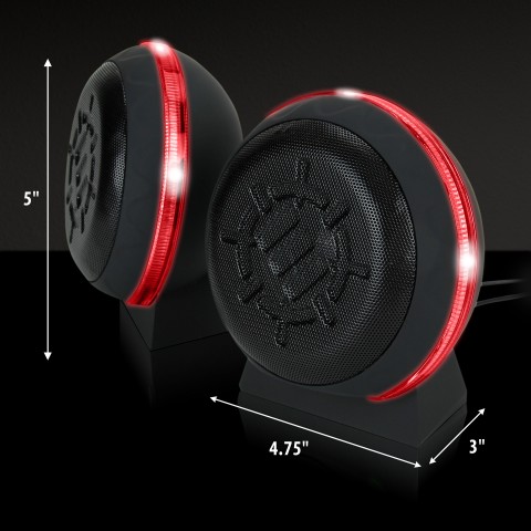 LED Gaming Speakers with In-Line Volume Control & Powerful 5W Drivers - Red