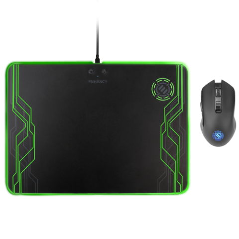 ENHANCE PowerUP Wireless Charging LED Mouse Pad - Compatible with Qi Enabled Phones & Devices