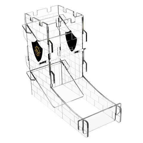 ENHANCE Dice Tower Dice Tray for Tabletop RPG Games with Castle Design - Clear