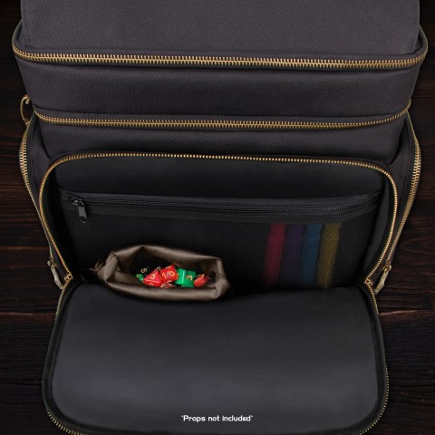 ENHANCE Tabletop DnD Bag with Minis Storage, Mat Holder, Fits 4-8 Books (Black) - Black