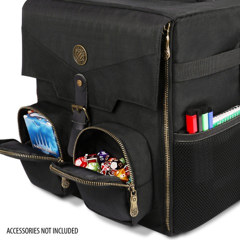 ENHANCE Board Game Shoulder Bag - Reinforced Game Carrier with Accessory Pockets - Black