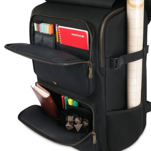 ENHANCE DnD Backpack - RPG DM Bag for Dungeons and Dragons fits 6-8 Books - Black