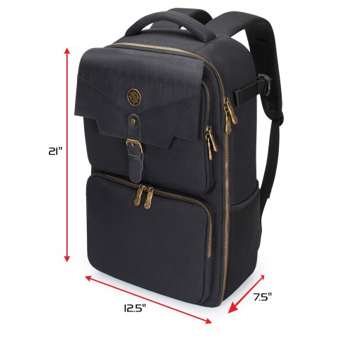 ENHANCE MTG Backpack for Deck Boxes, Sleeved Cards, Playmat (Black) - Black