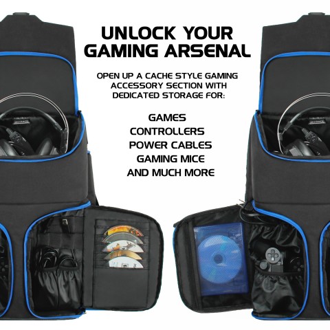 ENHANCE Gaming Console Backpack - Compatible with PS5 , PS4 Pro & PS4 - Black