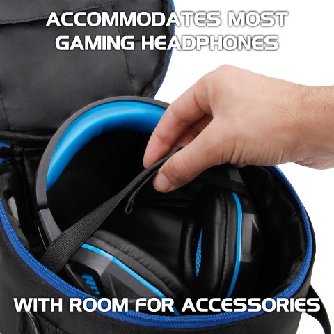 ENHANCE Gaming Headset Case for Wired & Bluetooth Wireless Headphones - Blue